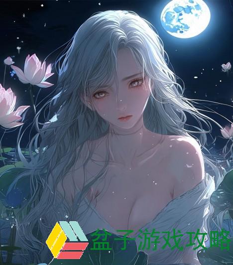 月下莲花绽放夜色幽幽女子心事如潮涌动