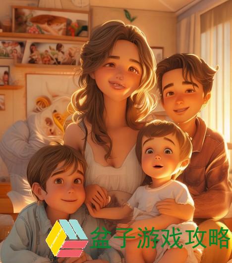 幸福一家四口共度温馨时光的快乐故事